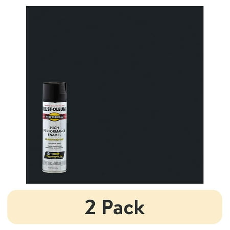(2 pack) Black, Rust-Oleum Professional High Performance Enamel Flat Spray Paint-7578838, 15 oz
