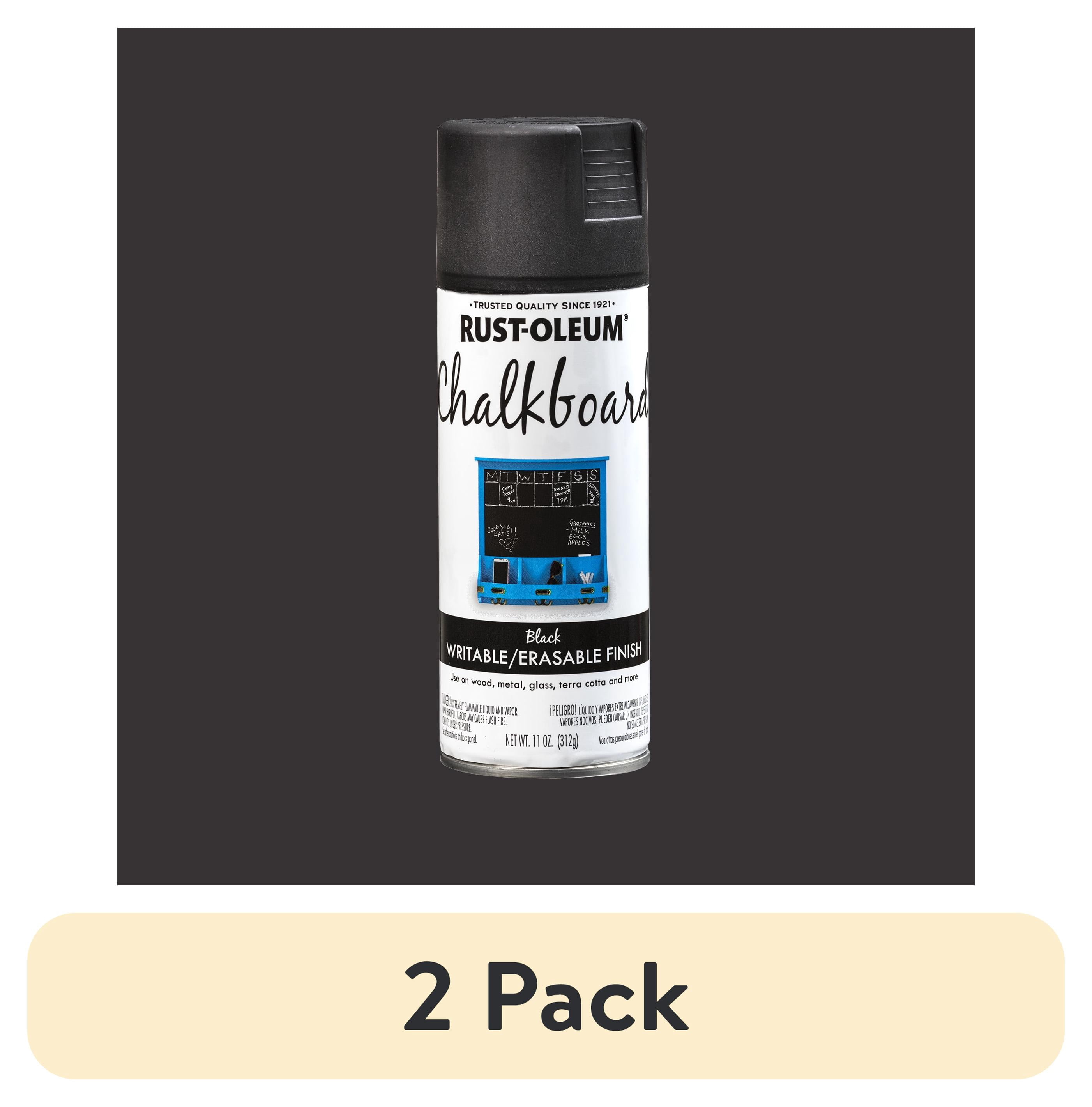 (2 pack) Black, Rust-Oleum Chalkboard Flat Spray Paint-301438, 11 oz