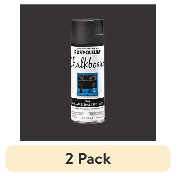 (2 pack) Black, Rust-Oleum Chalkboard Flat Spray Paint-301438, 11 oz