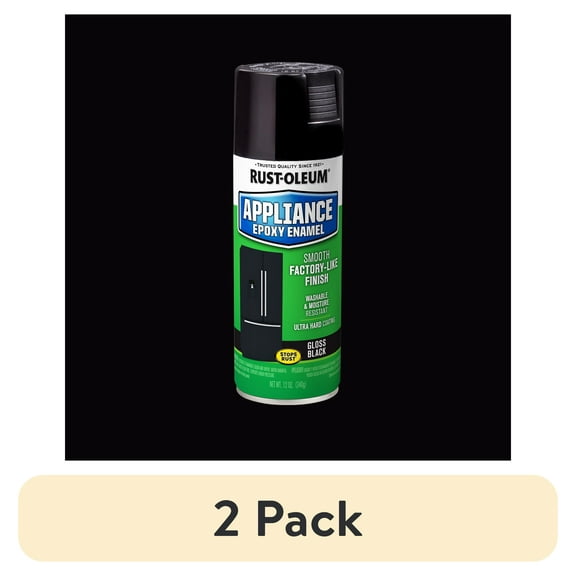 (2 pack) Black, Rust-Oleum Specialty Appliance Epoxy Gloss Spray Paint-7886830, 12 oz