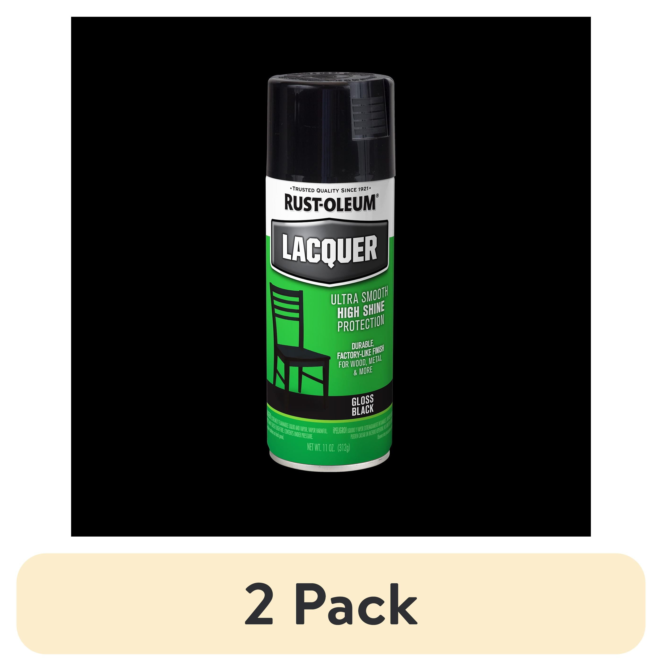 (2 pack) Black, Rust-Oleum Lacquer Gloss Spray Paint-1905830, 11 oz