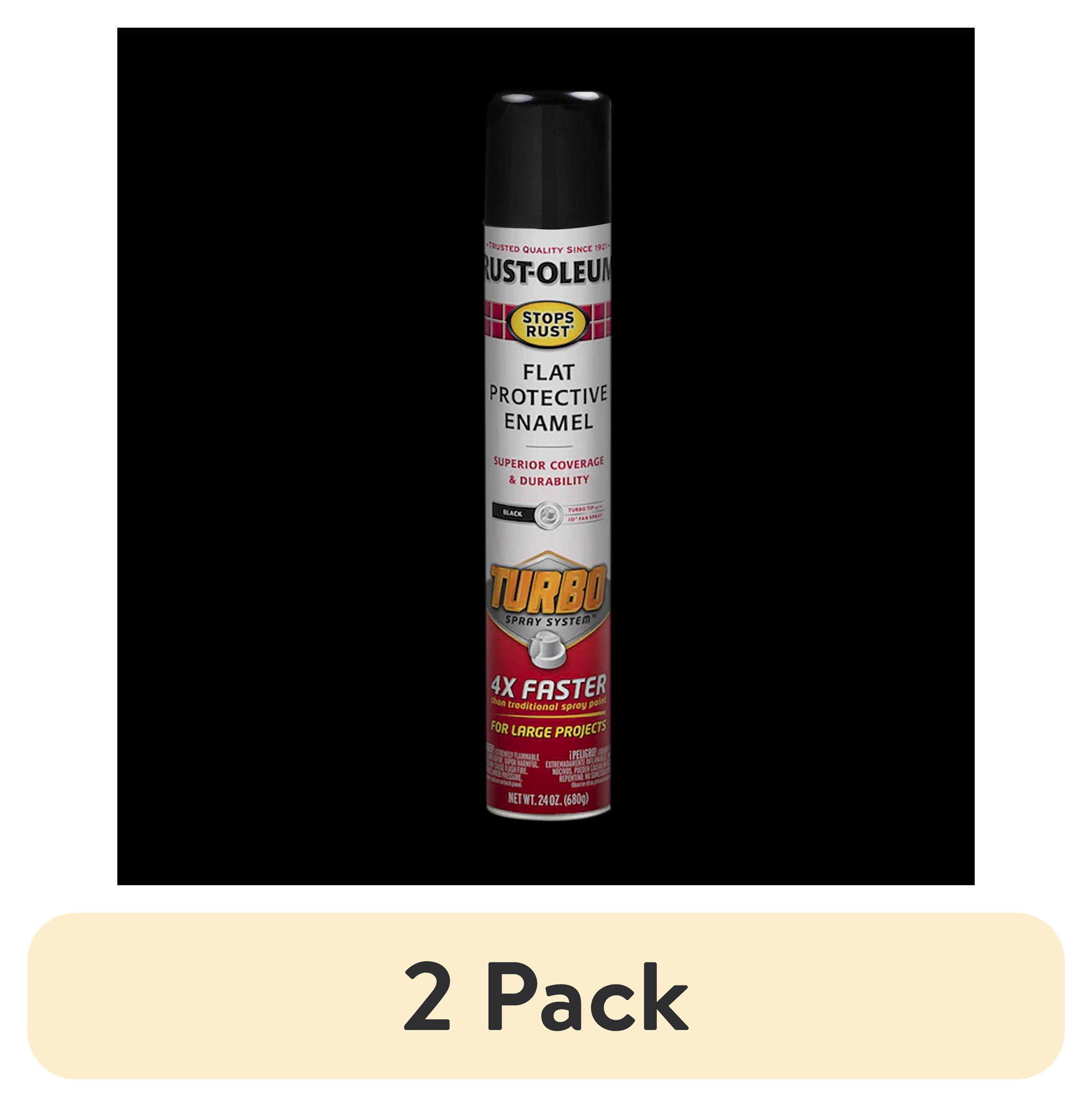 2 pack) Black, Rust-Oleum Stops Rust Flat Turbo Protective Enamel