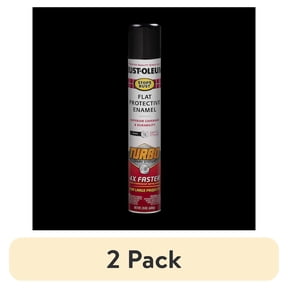 (2 pack) Black, Rust-Oleum Stops Rust Flat Turbo Protective Enamel Spray Paint-376298, 24 oz
