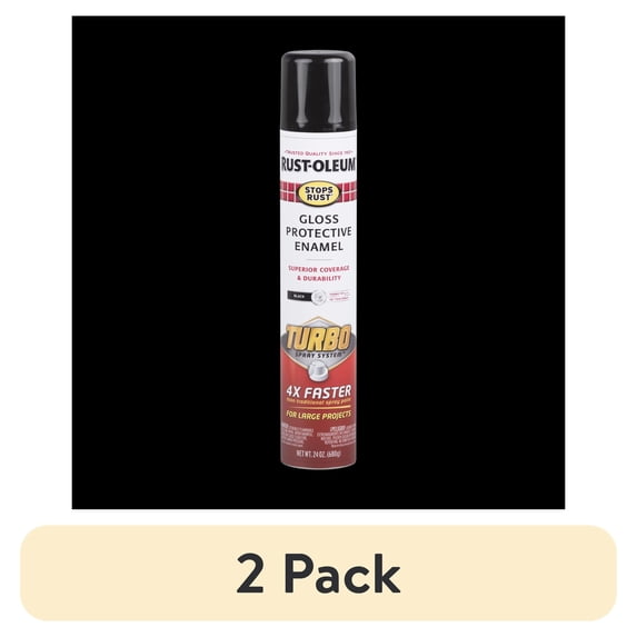 (2 pack) Black, Rust-Oleum Stops Rust Turbo Protective Enamel Gloss ...