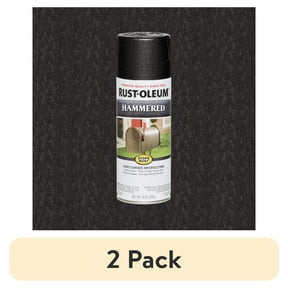 (2 pack) Black, Rust-Oleum Stops Rust Hammered Spray Paint-7215830, 12 oz