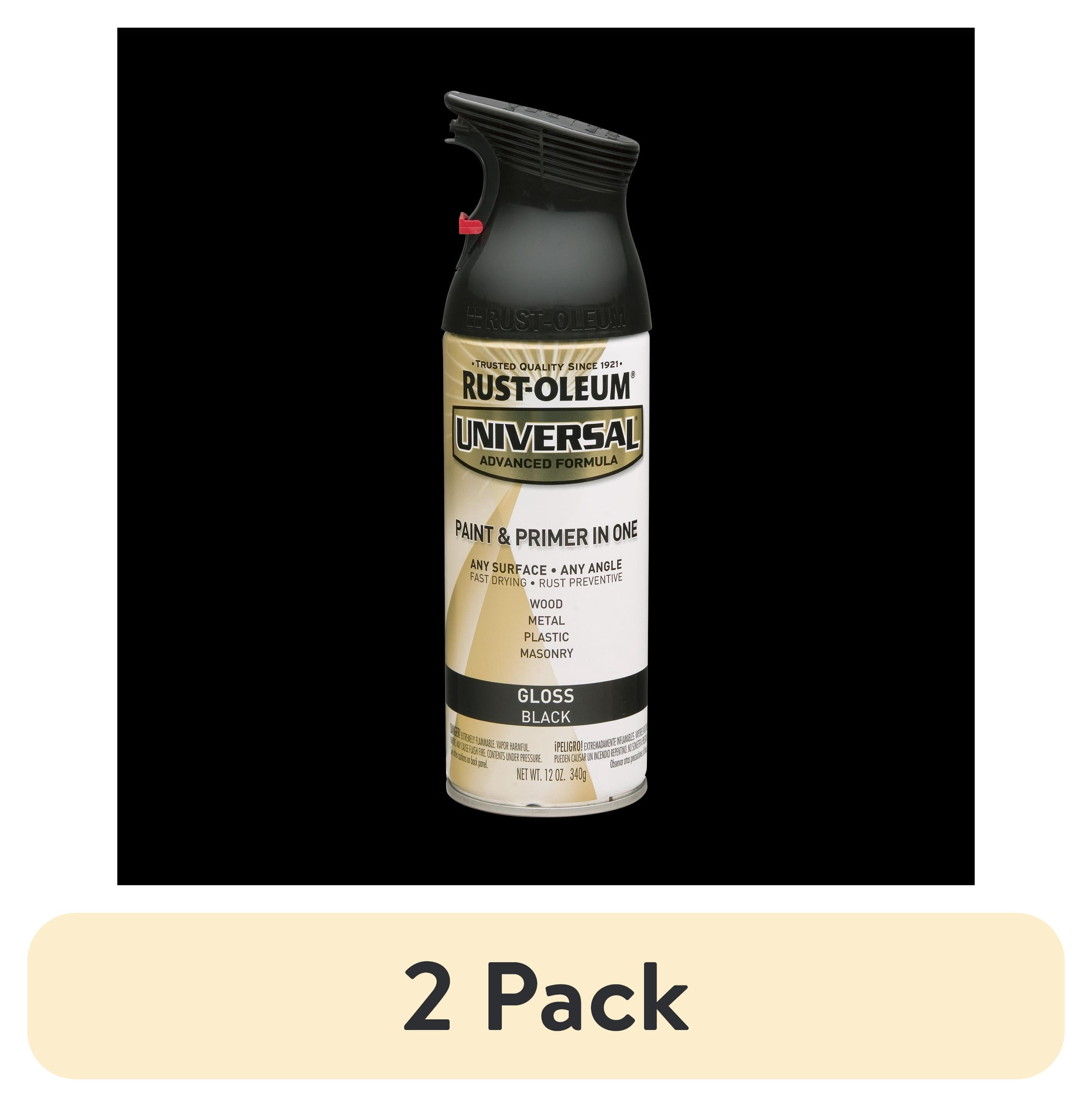 (2 pack) Black, Rust-Oleum Universal Gloss Spray Paint-302151, 12 oz