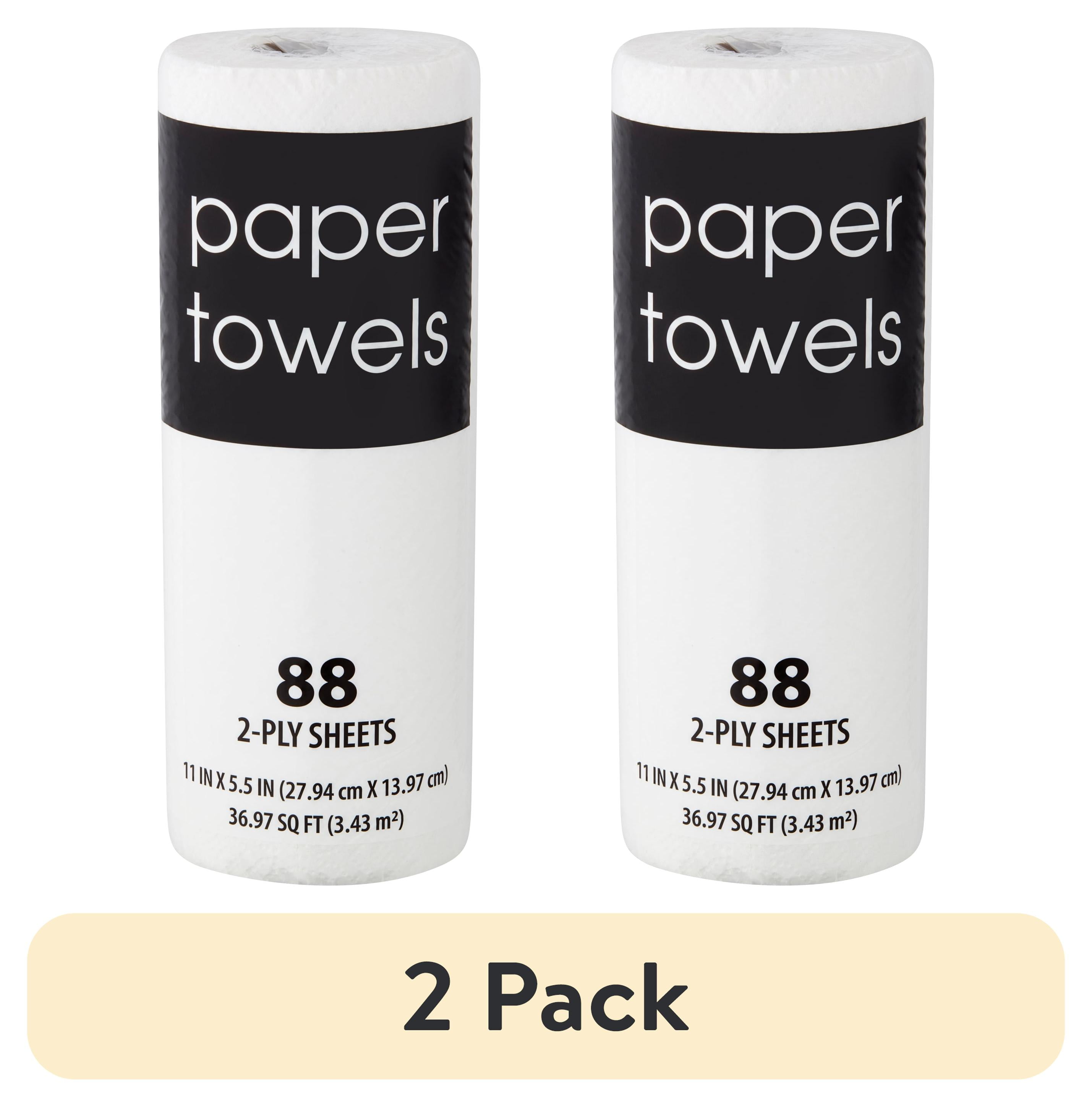 (2 pack) Black and White, 2-Ply Paper Towels, White, 88 Sheets