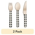 thumbnail image 1 of (2 pack) Black and White Gingham Wooden Assorted Cutlery, 24 Count by Way to Celebrate, 1 of 6