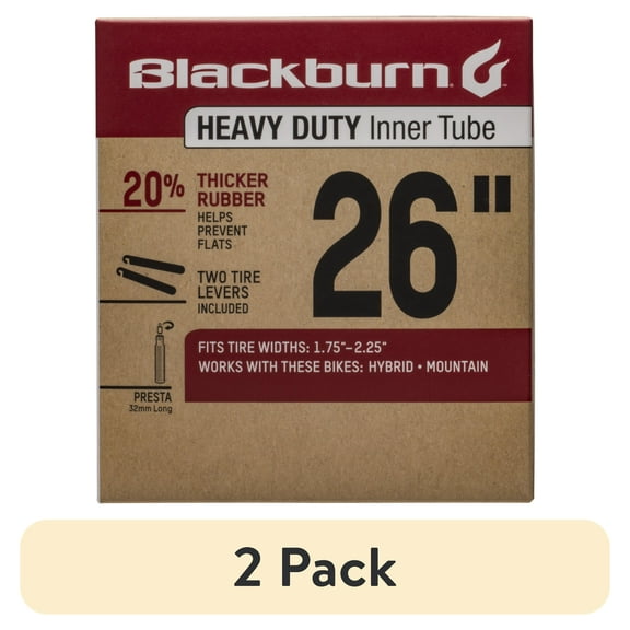 (2 pack) Blackburn 26IN X 1.75-2.25 Presta Heavy Duty Bike Inner Tube