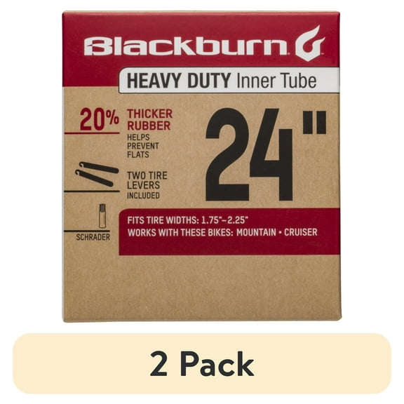 (2 pack) Blackburn Heavy Duty Bicycle Inner Tube, Schrader Valve, 24" x 1.75-2.25"