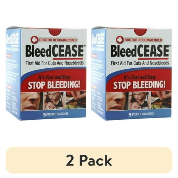 (2 pack) BleedCease First Aid For Cuts and Nosebleeds Sterile Packings 5 ea