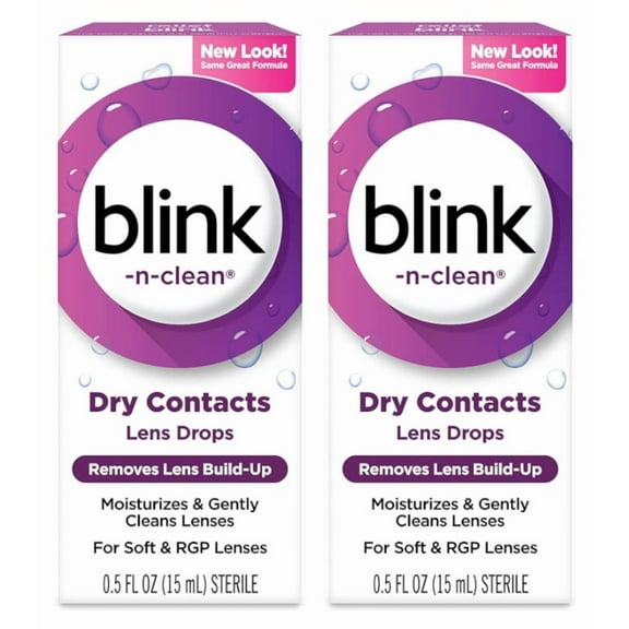 (2 pack) Blink-N-Clean Lens Drops for Any Soft Contact Lens, 0.5 FL OZ