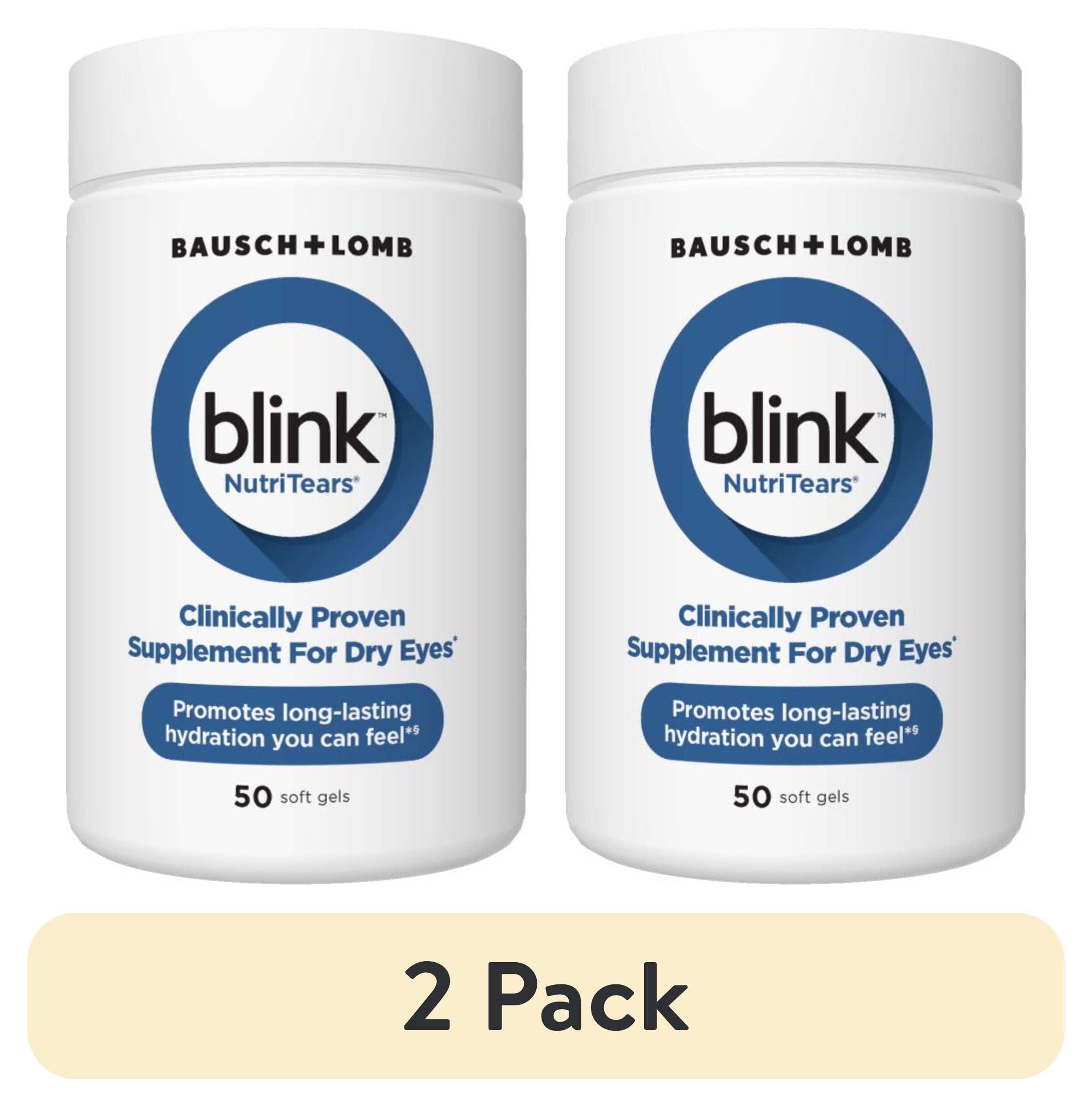 (2 pack) Blink NutriTears Vitamin and Supplement for Dry Eye Care and Vision Health with Lutein and Zeaxanthin Softgels, 50 Count