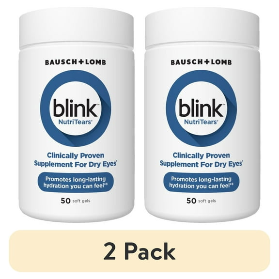 (2 pack) Blink NutriTears Vitamin and Supplement for Dry Eye Care and Vision Health with Lutein and Zeaxanthin Softgels, 50 Count