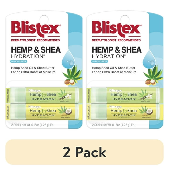Blistex Hemp & Shea Hydration Lip Balm – With Hemp Seed Oil & Shea Butter – 2 count, 0.15oz Each