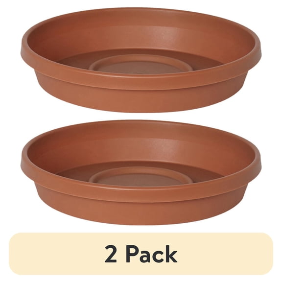 (2 pack) Bloem 12" Terra Round Plant Saucer, Lightweight UV-Resistant Resin Outdoor & Indoor Flower Pot Tray - Traditional Design and Durable for Garden and Home Decor - Fits 12-inch Planter Pots, Terra Cotta