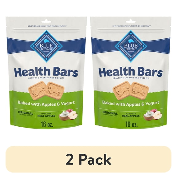 (2 pack) Blue Buffalo Health Bars Crunchy Dog Biscuits, Apples & Yogurt, 16-oz. Bag