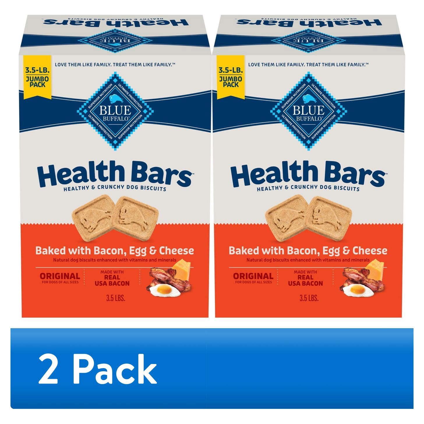 (2 pack) Blue Buffalo Health Bars Crunchy Dog Biscuits, Bacon, Egg & Cheese, 3-lb. Box