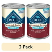 (2 pack) Blue Buffalo Homestyle Recipe Beef Dinner Wet Dog Food for Senior Dogs, 12.5-oz. Can