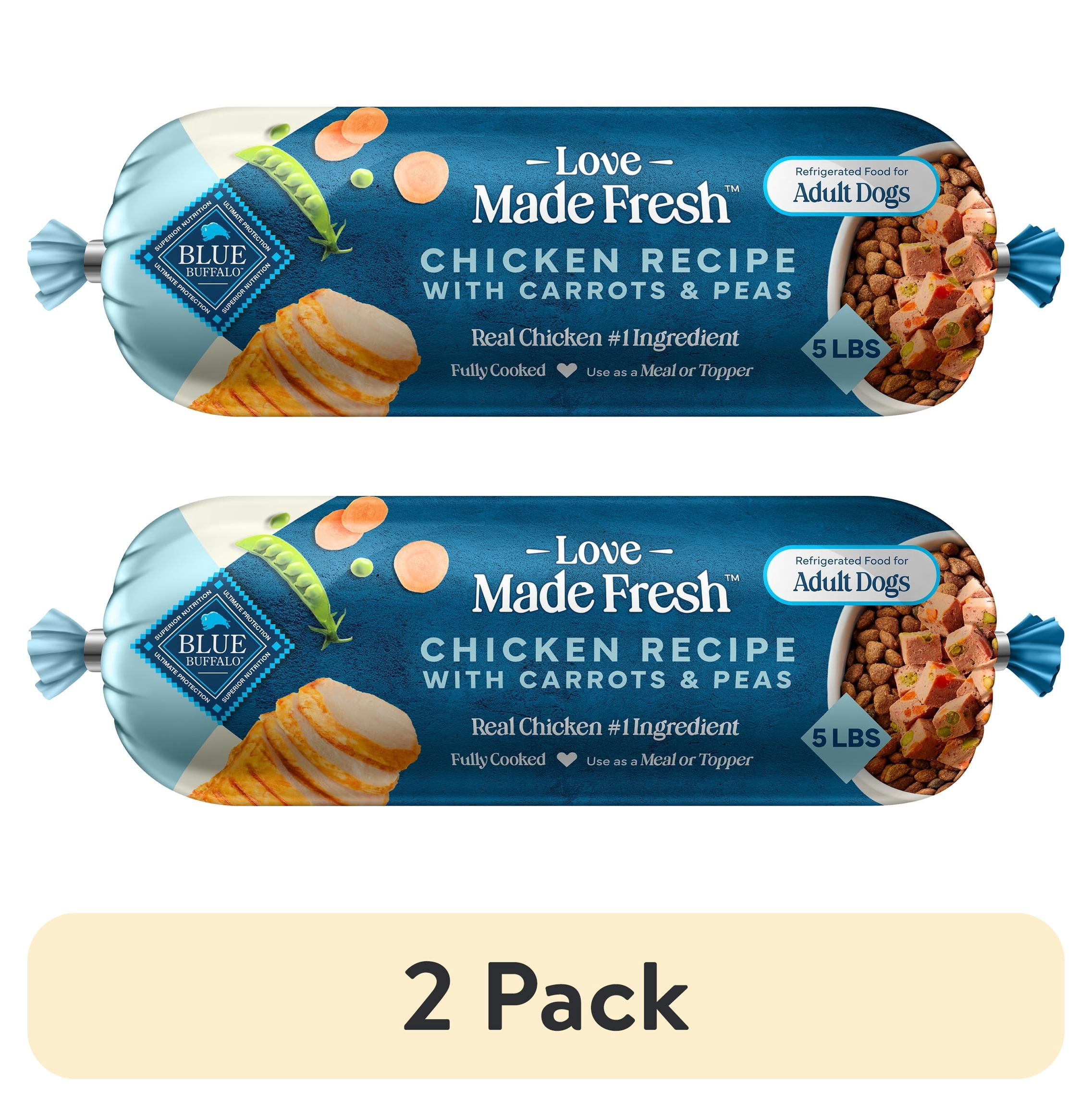 (2 pack) Blue Buffalo Love Made Fresh Refrigerated Adult Fresh Dog Food, Chicken, 5lb Roll