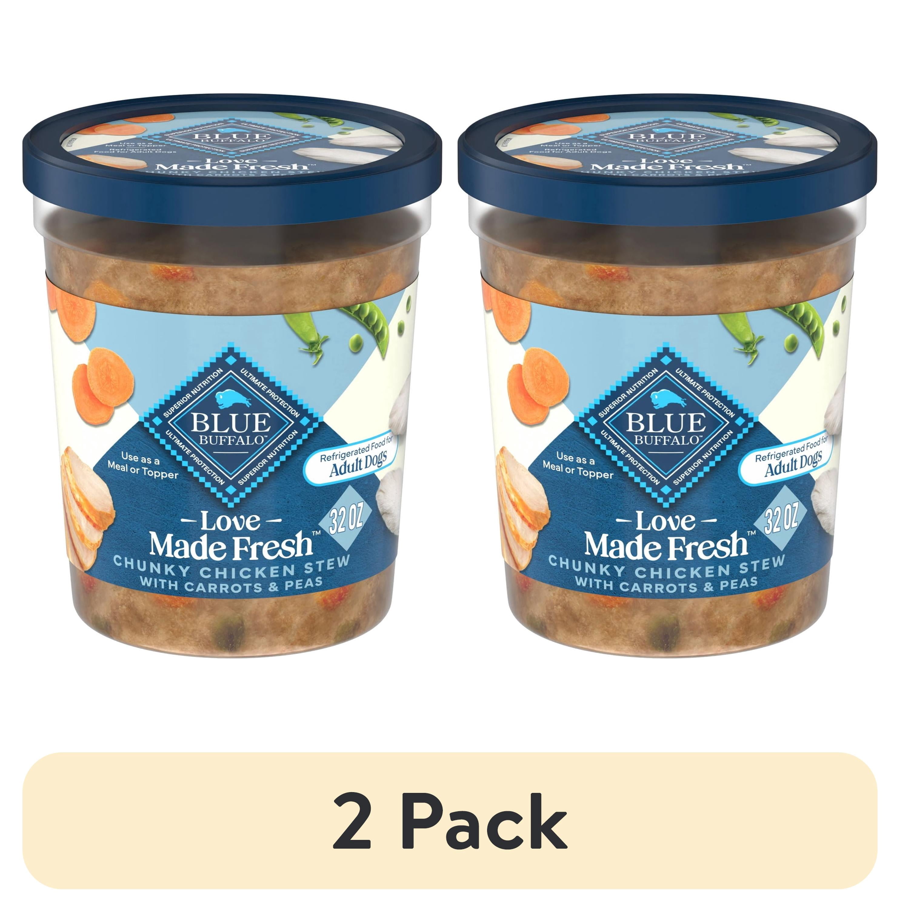 (2 pack) Blue Buffalo Love Made Fresh Refrigerated Adult Fresh Dog Food, Chicken Stew, 2lb Tub