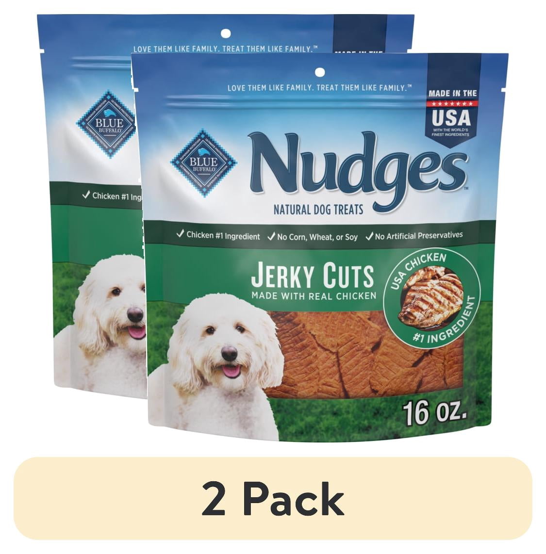 (2 pack) Blue Buffalo Nudges Jerky Cuts Dog Treats, Chicken, 16-oz. Bag