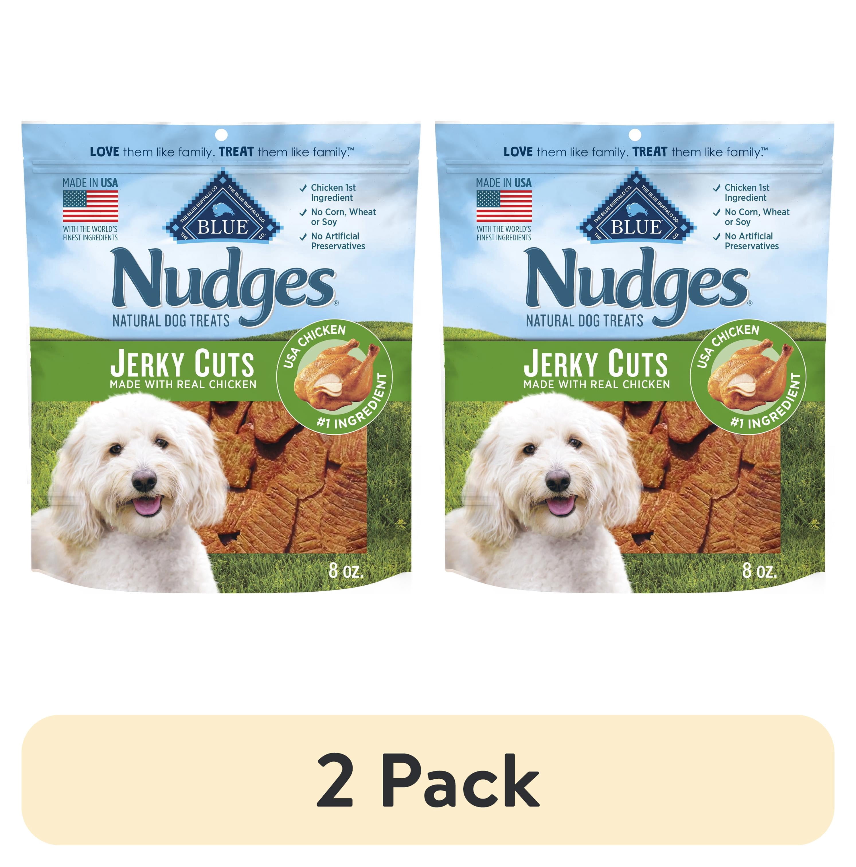 (2 pack) Blue Buffalo Nudges Jerky Cuts Dog Treats Made with Real Chicken, 8-oz. Bag