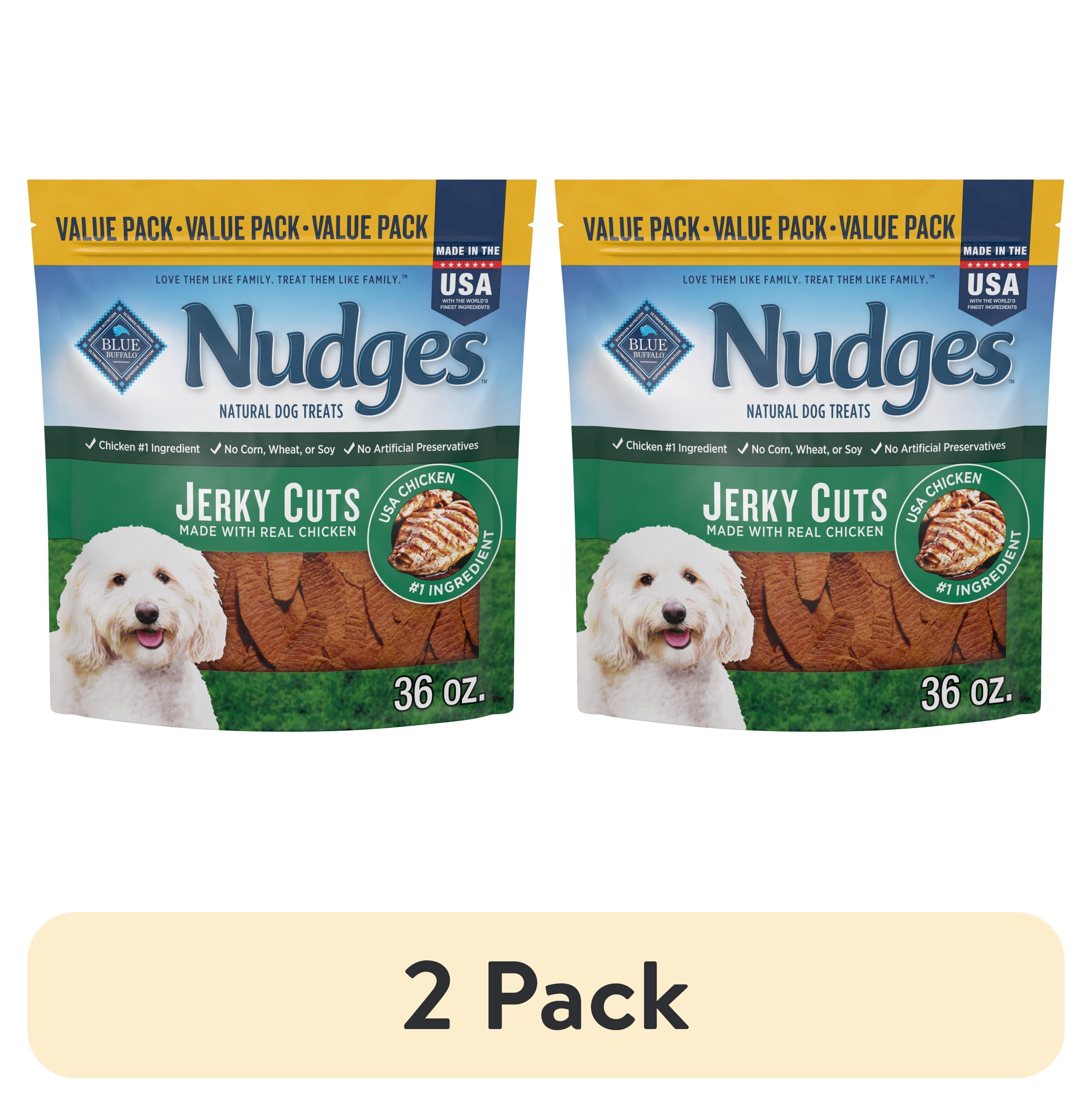 (2 pack) Blue Buffalo Nudges Jerky Cuts Natural Dog Treats Chicken 36 OZ Bag