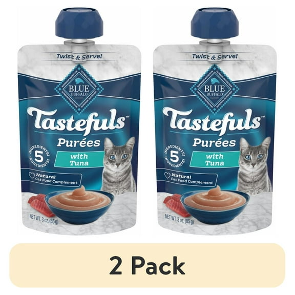 (2 pack) Blue Buffalo Tastefuls Adult Cat Natural Pures, Tuna 3-oz Resealable Twist Cap Pouch