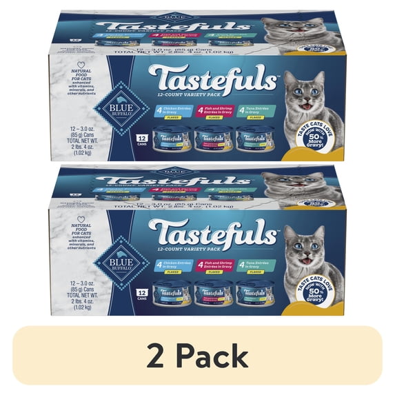 (2 pack) Blue Buffalo Tastefuls Flaked Wet Cat Food 3-Flavor Variety Pack, 3-oz. (12ct, 4 of Each)