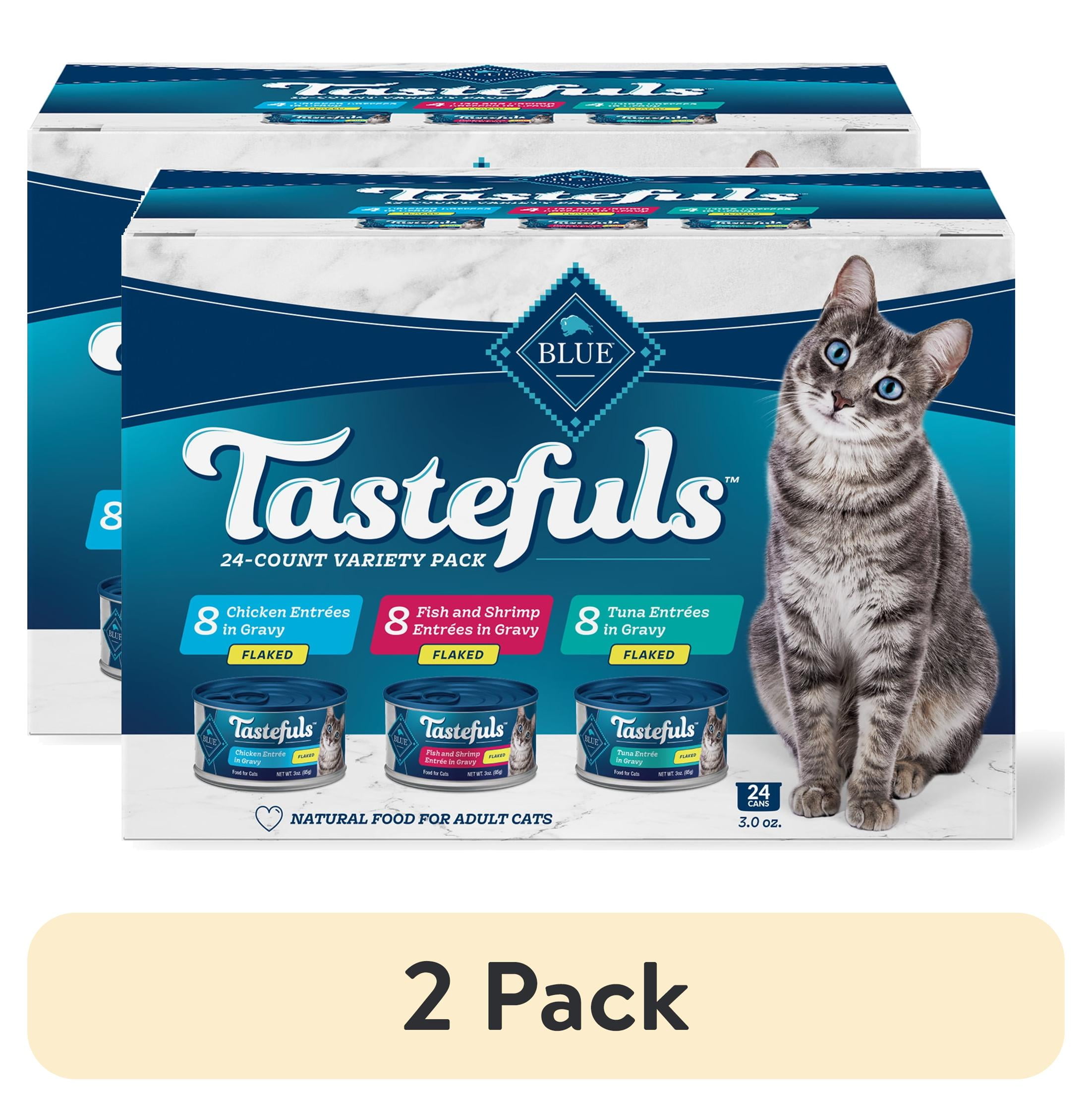 Blue Buffalo Tastefuls Natural Flaked Wet Cat Food Variety Pack, Tuna, Chicken, Fish & Shrimp - 3 oz