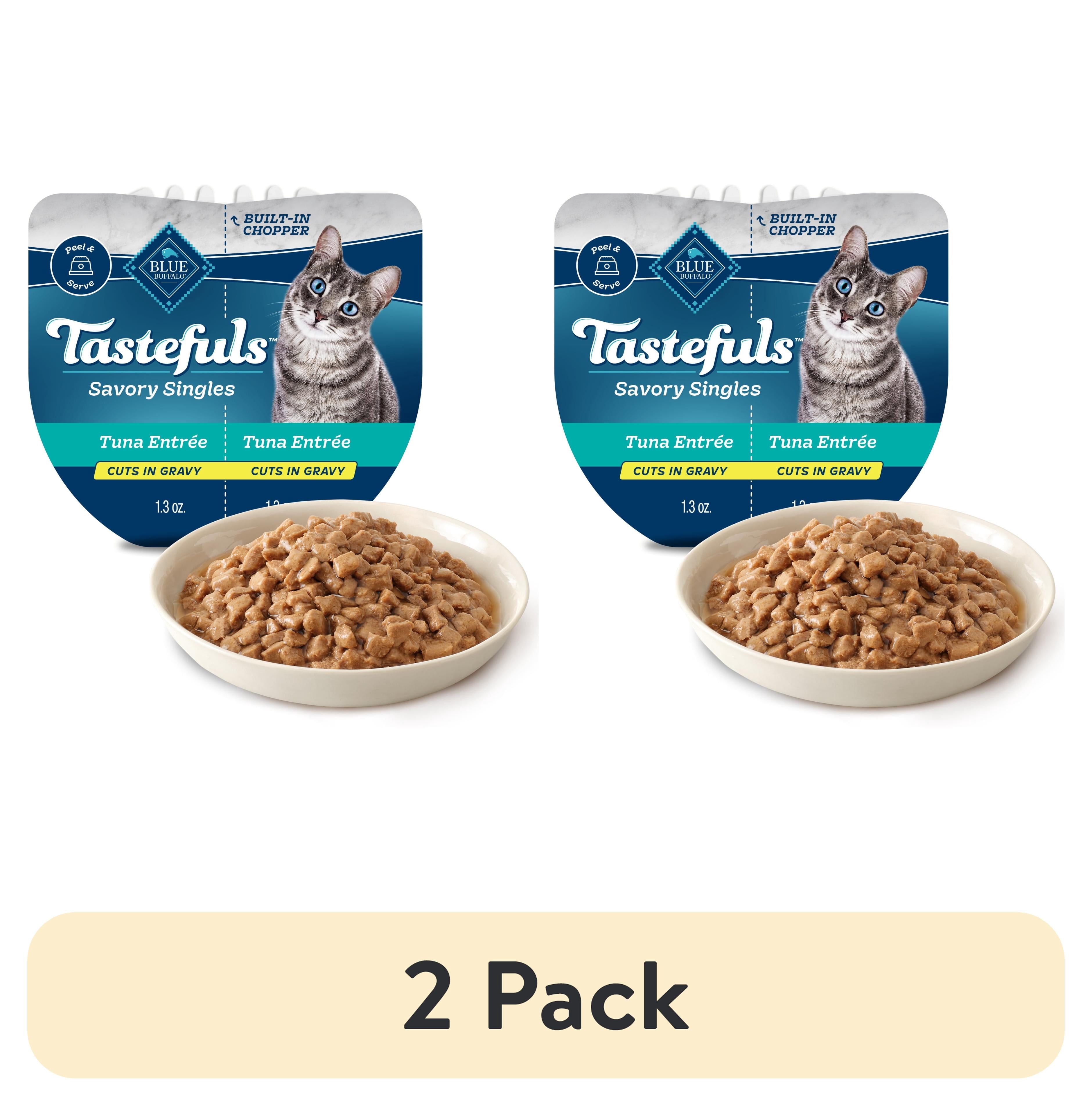 (2 pack) Blue Buffalo Tastefuls Savory Singles Wet Cat Food Paté, 2.6-oz. Twin Pack, Tuna