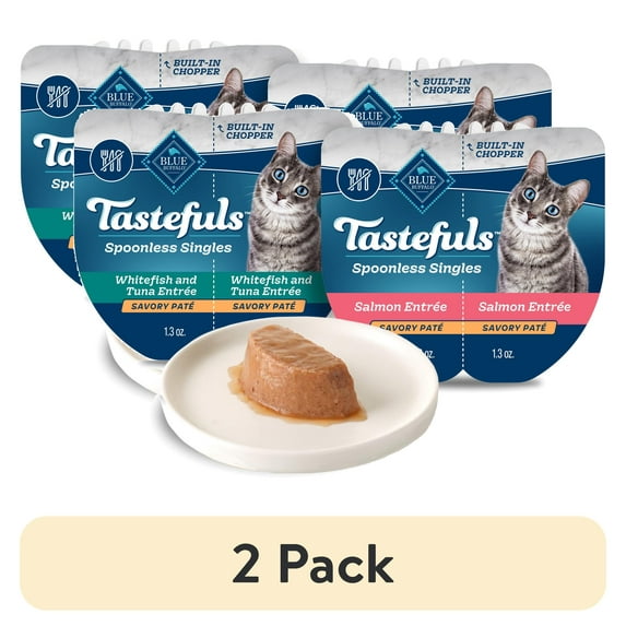 (2 pack) Blue Buffalo Tastefuls Spoonless Singles Variety Pack, Wet Cat Food Pate, 2.6-oz. Twin Packs (12 Count)