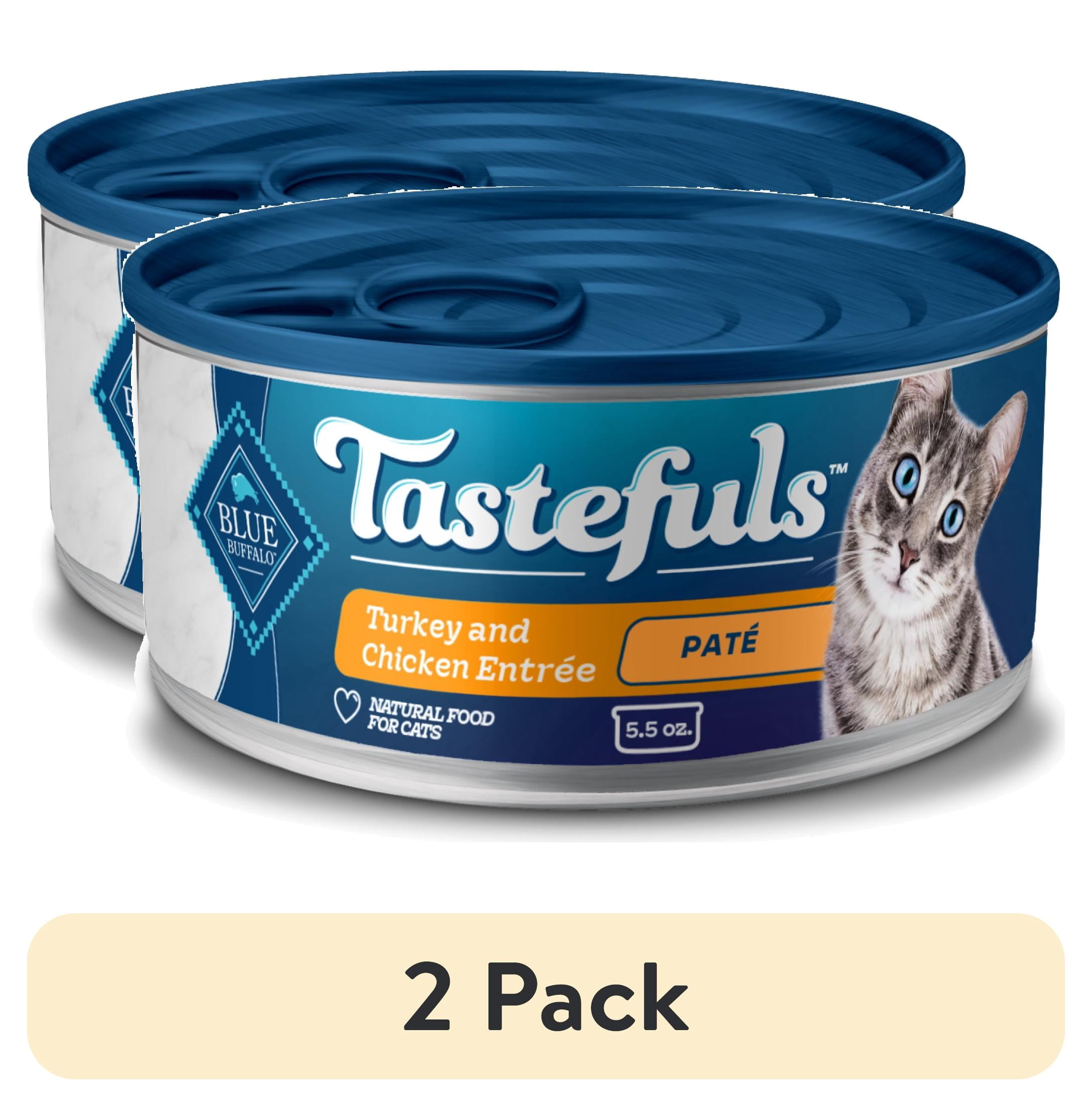(2 pack) Blue Buffalo Tastefuls Wet Cat Food Paté, Turkey and Chicken, 5.5-oz. Can