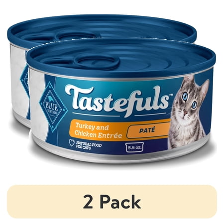 (2 pack) Blue Buffalo Tastefuls Wet Cat Food Paté, Turkey and Chicken, 5.5-oz. Can