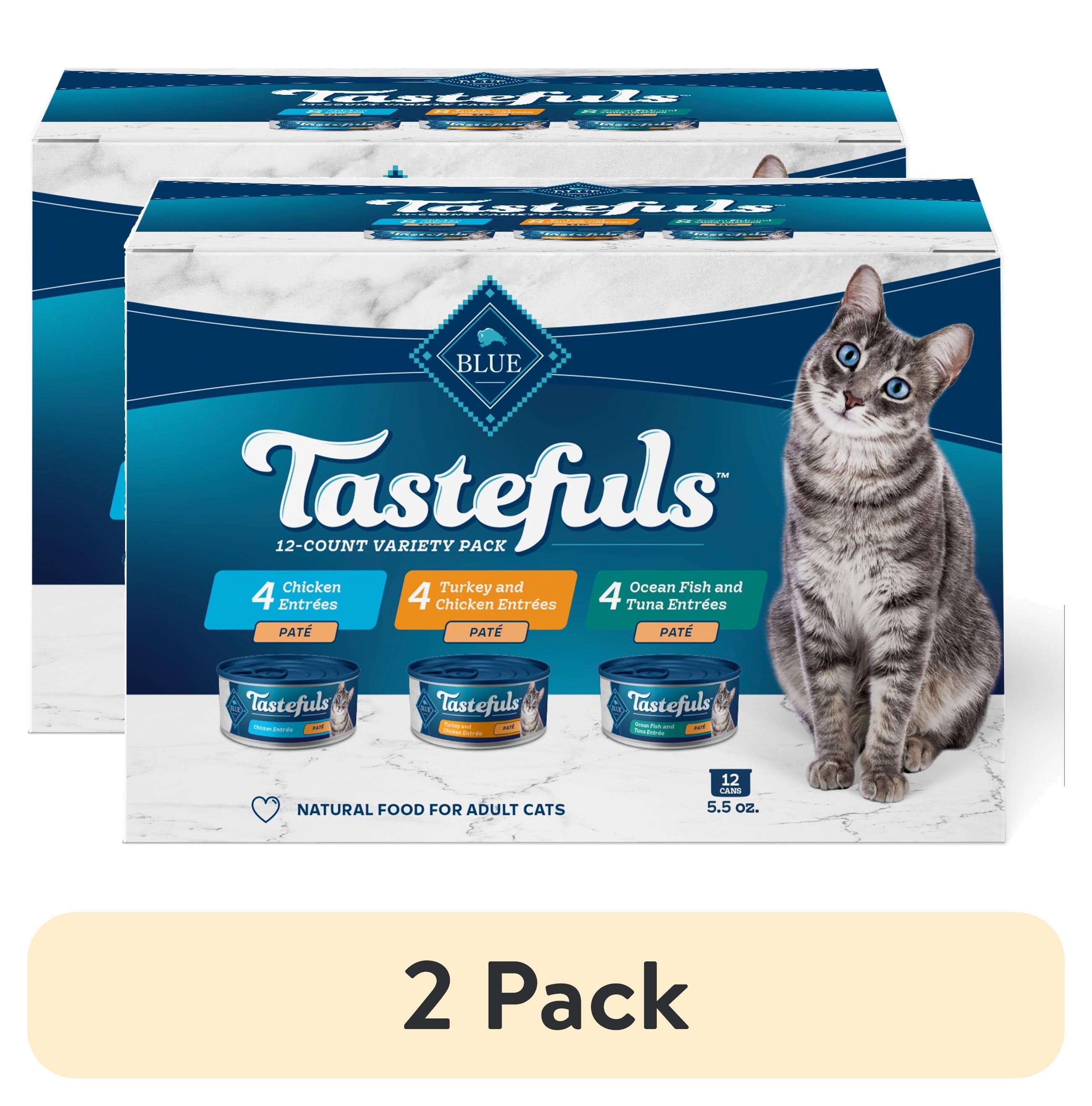 (2 pack) Blue Buffalo Tastefuls Wet Cat Food Variety Pack (Chicken, Turkey & Seafood Flavors) 12ct