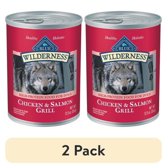 (2 pack) Blue Buffalo Wilderness Adult Wet Dog Food Salmon & Chicken Grill, 12.5-oz. Can