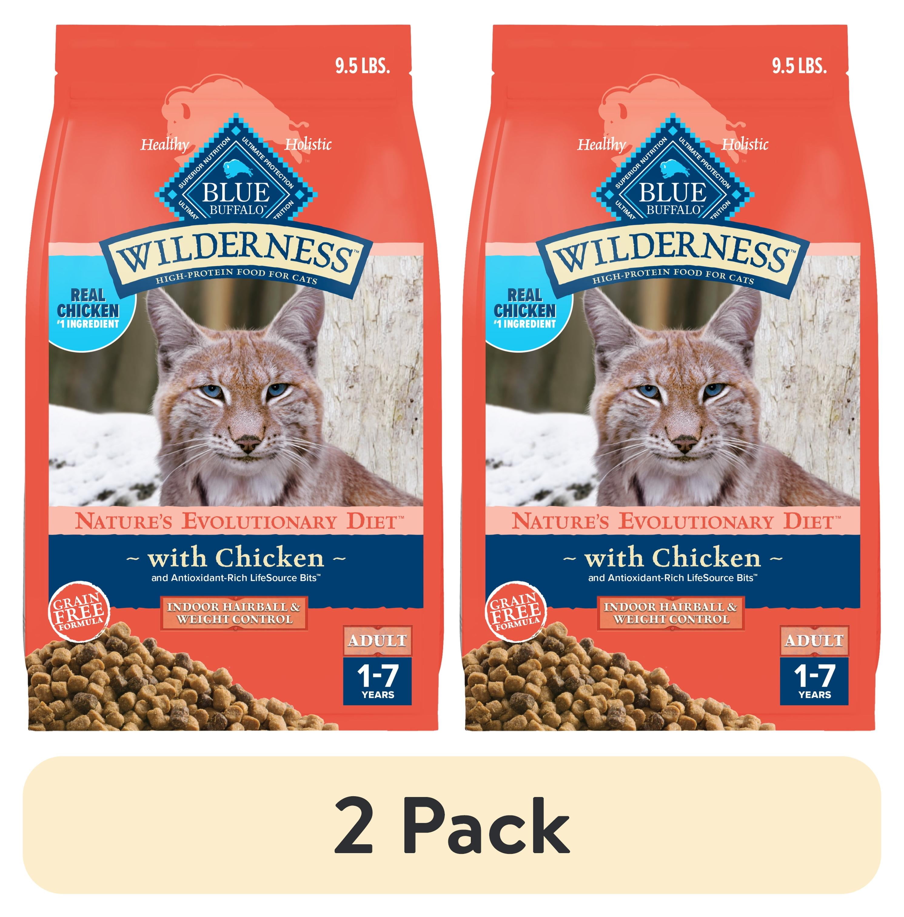 (2 pack) Blue Buffalo Wilderness Dry Cat Food, Weight and Hairball Control, Chicken, 9.5-lb. Bag