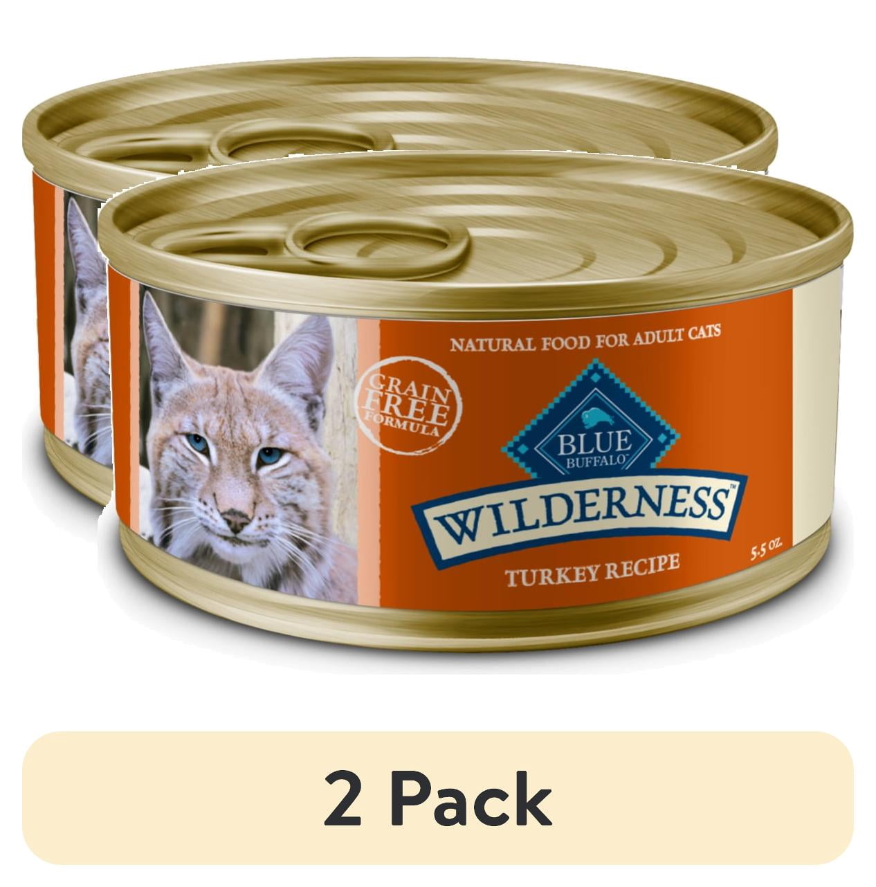 (2 pack) Blue Buffalo Wilderness High-Protein Adult Cat Wet Food, Turkey, 5.5-oz. Can