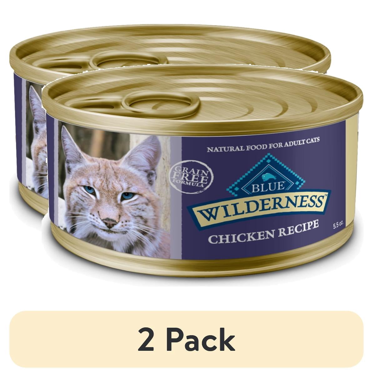 (2 pack) Blue Buffalo Wilderness Wet Cat Food Pate, High-Protein & Grain-Free Recipe, Chicken, 5.5-oz. Can