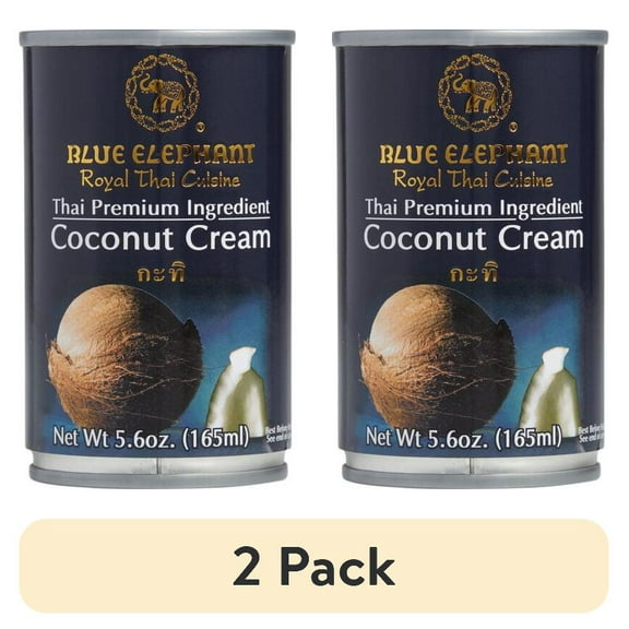 (2 pack) Blue Elephant Royal Thai Cuisine Shelf-Stable Coconut Cream, 165ml, Gluten Free