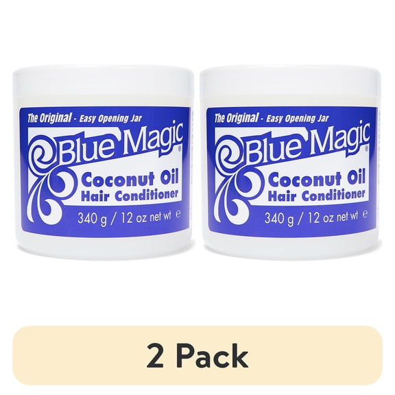 (2 pack) Blue Magic Coconut Oil Conditioner, 12 oz., Dry Hair Type, Repair Split Ends, Moisturizing, Jar