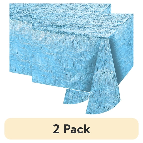 (2 pack) Blue Metallic Tablecloth 54" x 84" by Way to Celebrate