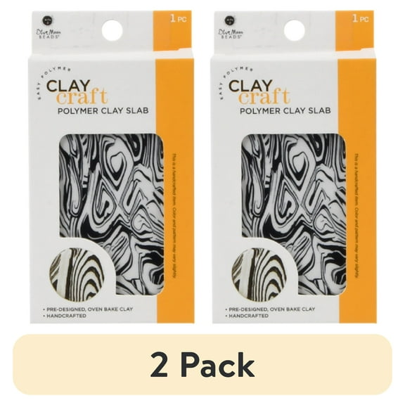 (2 pack) Blue Moon Beads Marble Pattern Oven Bake Polymer Clay for DIY Jewelry Making, 1 Piece-Unisex, Adult
