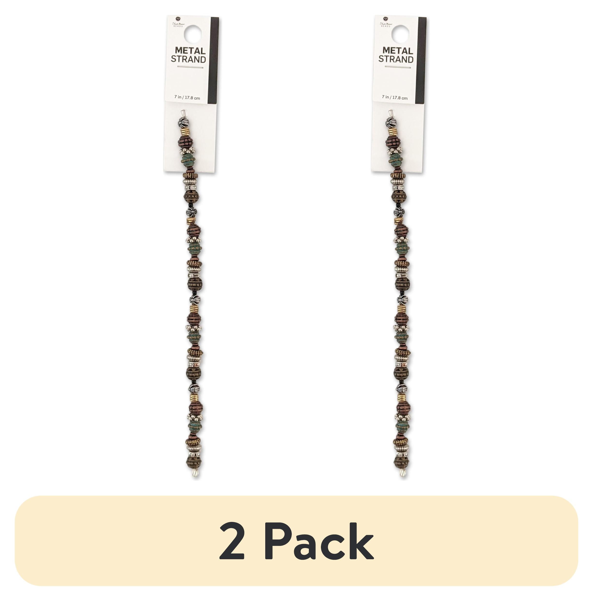 (2 pack) Blue Moon Beads Mixed Metal Bead Strand for DIY Jewelry Making, 7 inches-Unisex, Adult, 1 Piece
