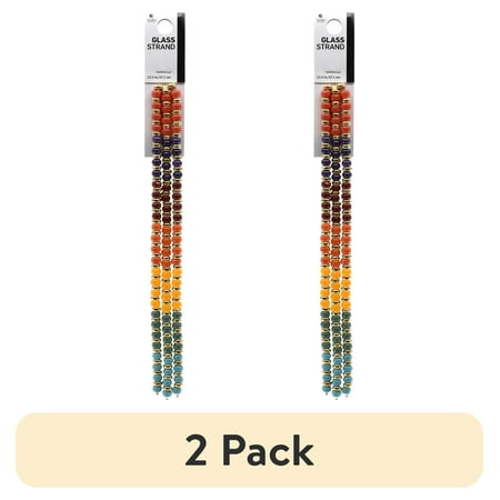 (2 pack) Blue Moon Beads Multi-Color Glass Bead Strand, 22.5 inches, Teen to Adult, 3 Pieces