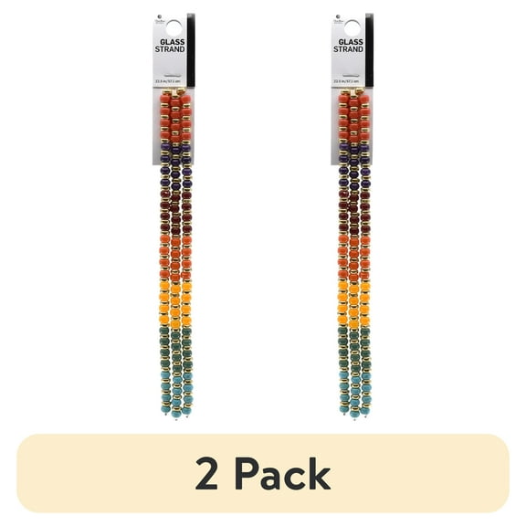 (2 pack) Blue Moon Beads Multi-Color Glass Bead Strand, 22.5 inches, Teen to Adult, 3 Pieces