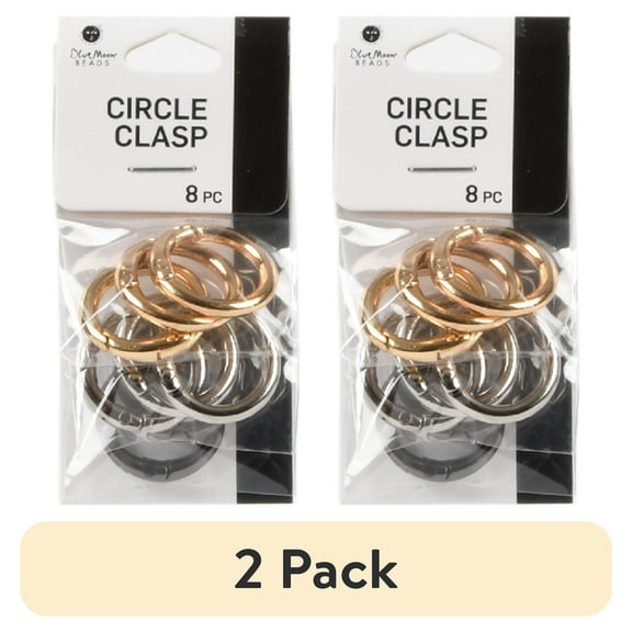 (2 pack) Blue Moon Beads Multi-Color Hinged Alloy Key & Jump Ring Circle Clasps for DIY Jewelry Unisex Adult, 8 Pieces