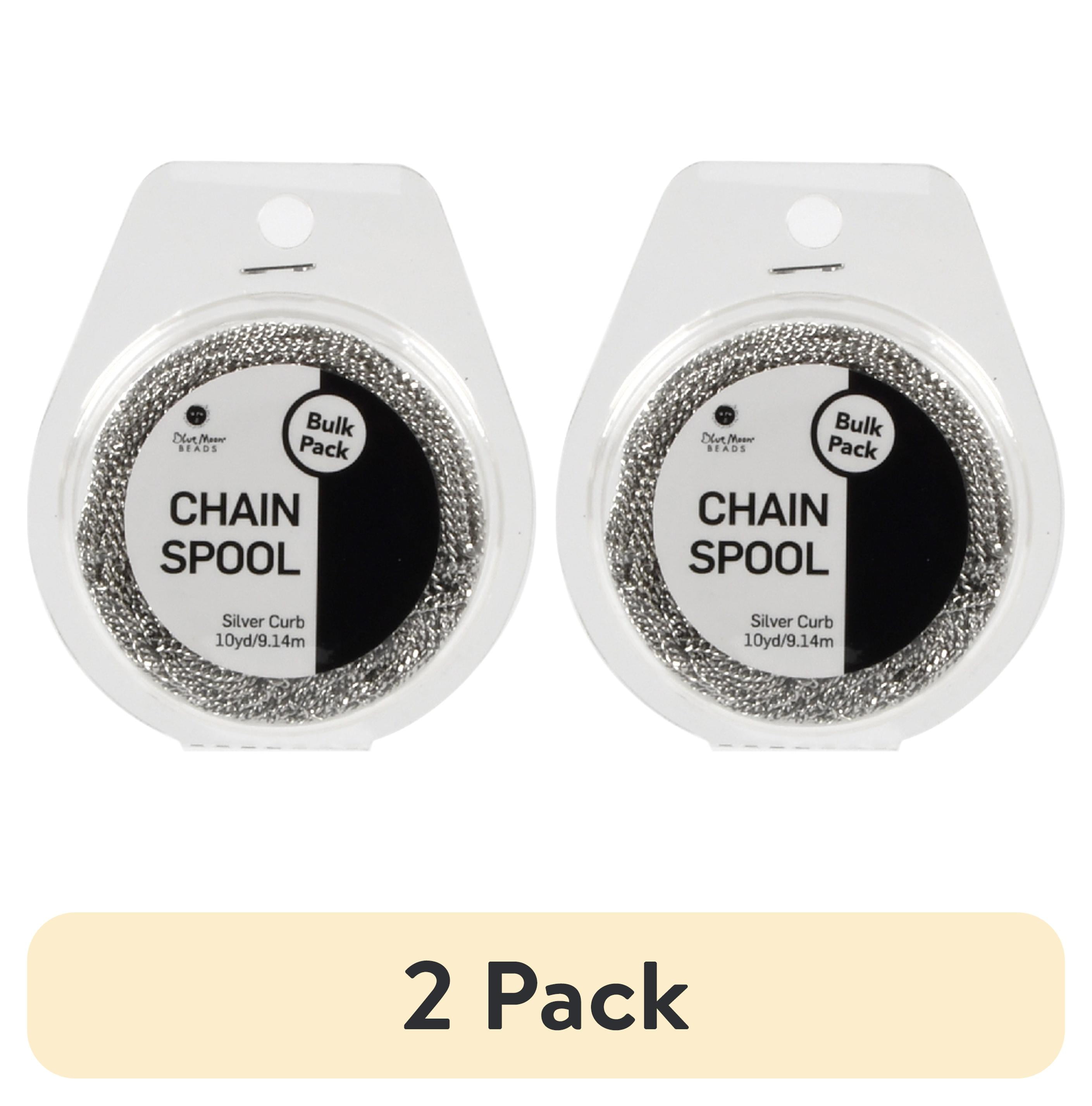 (2 pack) Blue Moon Beads Silver Rhodium-Plated, Chain Roll for DIY Jewelry, Unisex, Adult, 10 Yards, 1 Piece