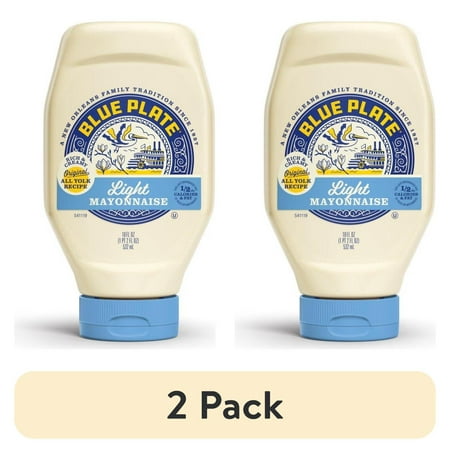 (2 pack) Blue Plate Light Mayonnaise, 18 fl oz Squeeze Bottle